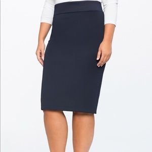 Eloquii Navy Neoprene Pencil Skirt